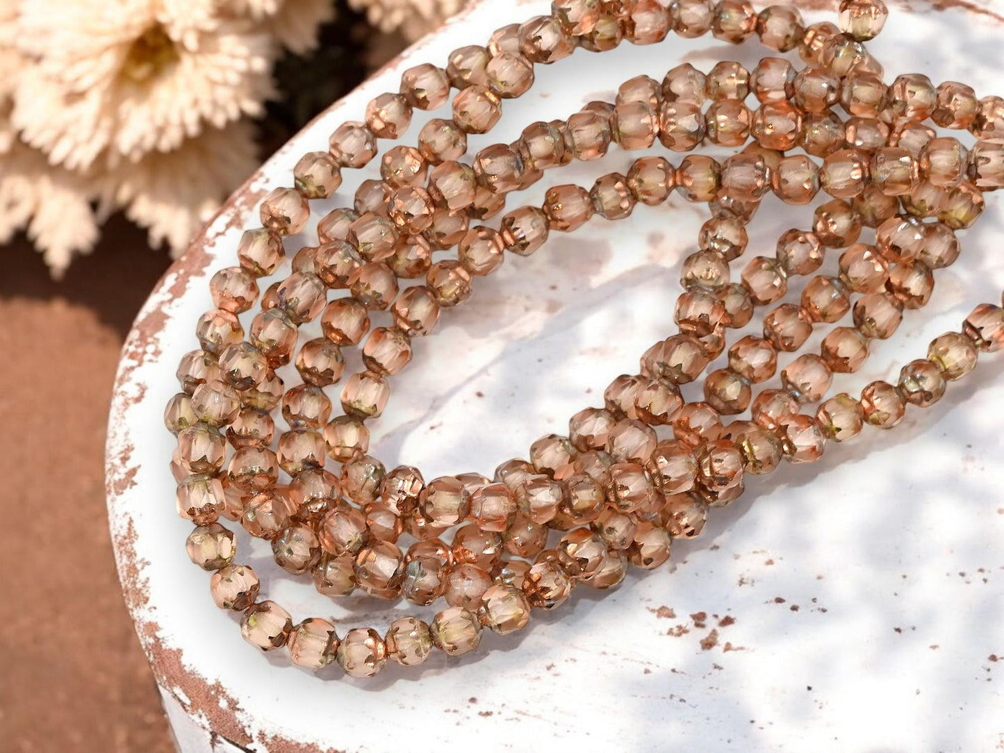 Cathedral Beads - Czech Glass Beads - Picasso Beads - Fire Polish Beads - 4mm - 50pcs - (5085)