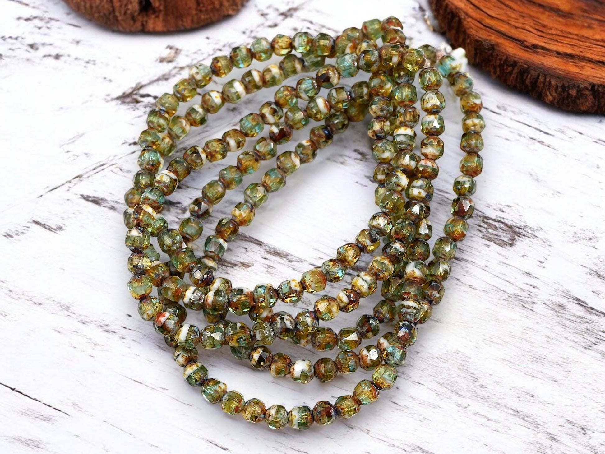 Picasso Beads - Cathedral Beads - Czech Glass Beads - Fire Polish Beads - 4mm - 50pcs - (2369)