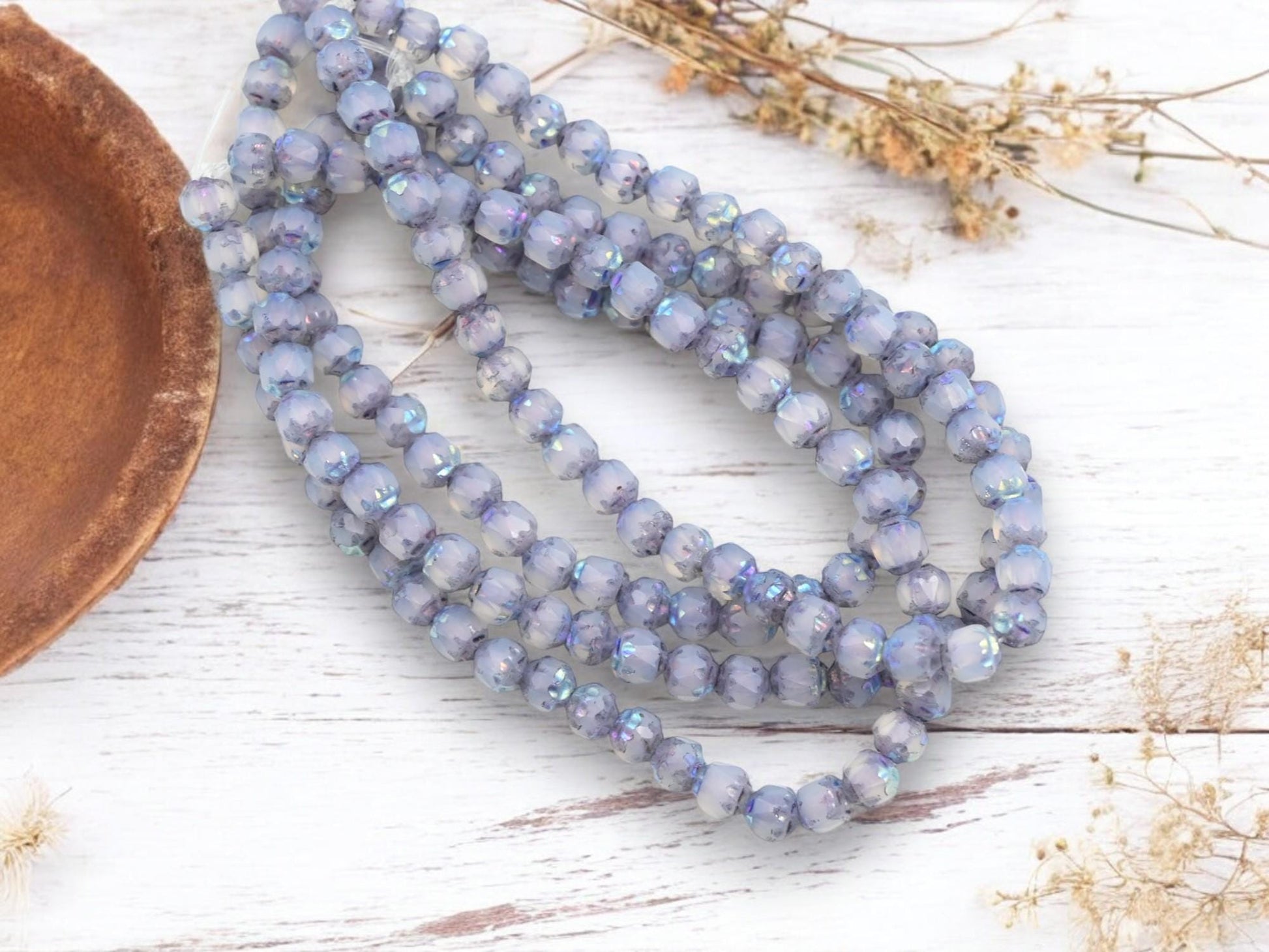 Cathedral Beads - Czech Glass Beads - Fire Polish Beads - Picasso Beads - 4mm - 50pcs - (2922)