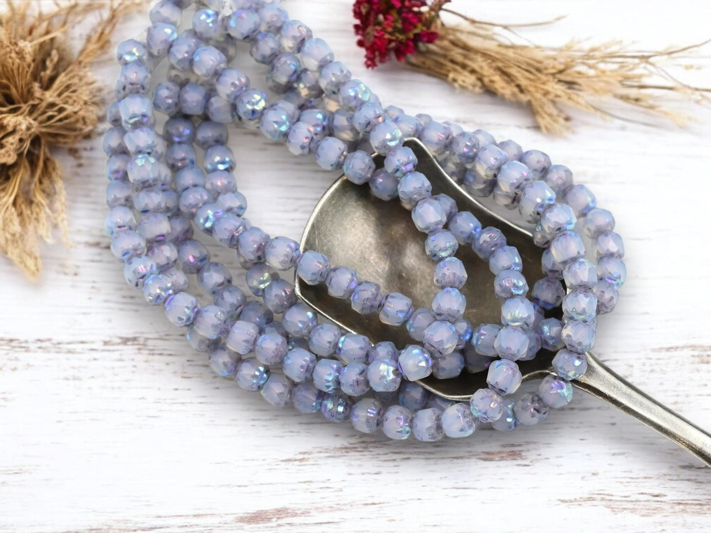 Cathedral Beads - Czech Glass Beads - Fire Polish Beads - Picasso Beads - 4mm - 50pcs - (2922)