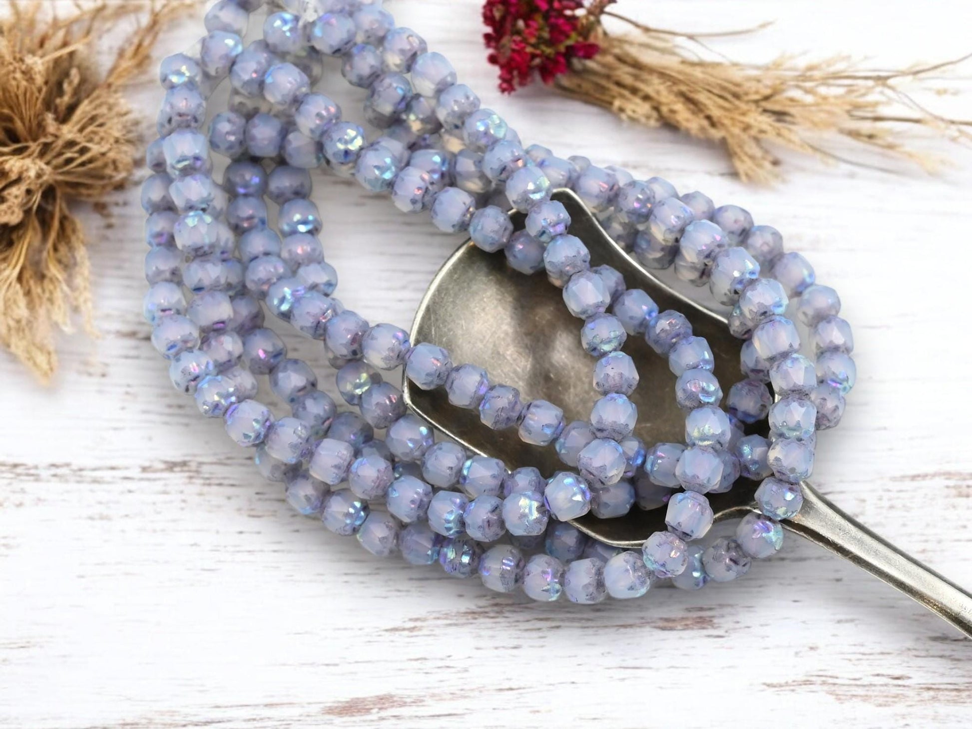 Cathedral Beads - Czech Glass Beads - Fire Polish Beads - Picasso Beads - 4mm - 50pcs - (2922)