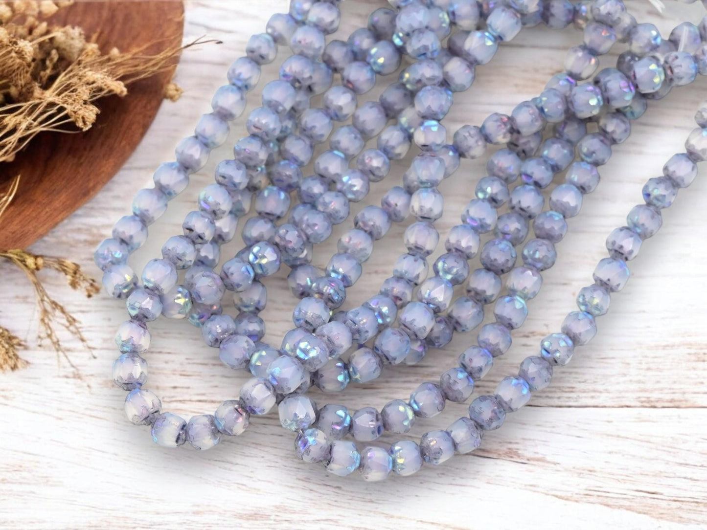 Cathedral Beads - Czech Glass Beads - Fire Polish Beads - Picasso Beads - 4mm - 50pcs - (2922)