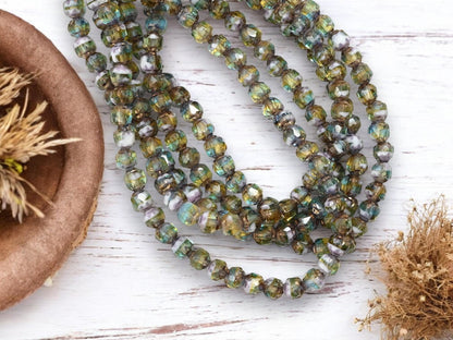 Picasso Beads - Cathedral Beads - Czech Glass Beads - Fire Polish Beads - 4mm - 50pcs - (4031)