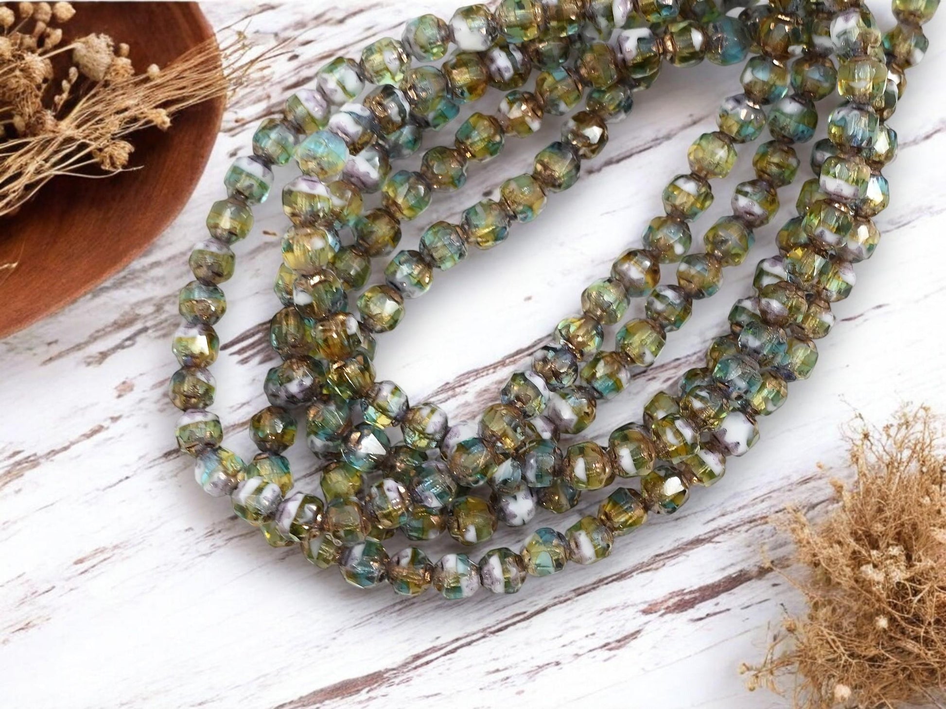 Picasso Beads - Cathedral Beads - Czech Glass Beads - Fire Polish Beads - 4mm - 50pcs - (4031)