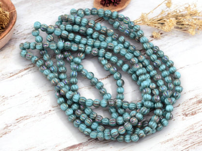 Czech Glass Beads - Melon Beads - Round Beads - Picasso Beads - Spacer Beads - 4mm - 50pcs - (203)