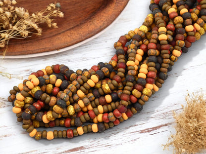 Aged Picasso Beads - Large Seed Beads - 2/0 - Matte Seed Beads - Large Hole Beads - Size 2 Beads - 19" Strand - (3879)