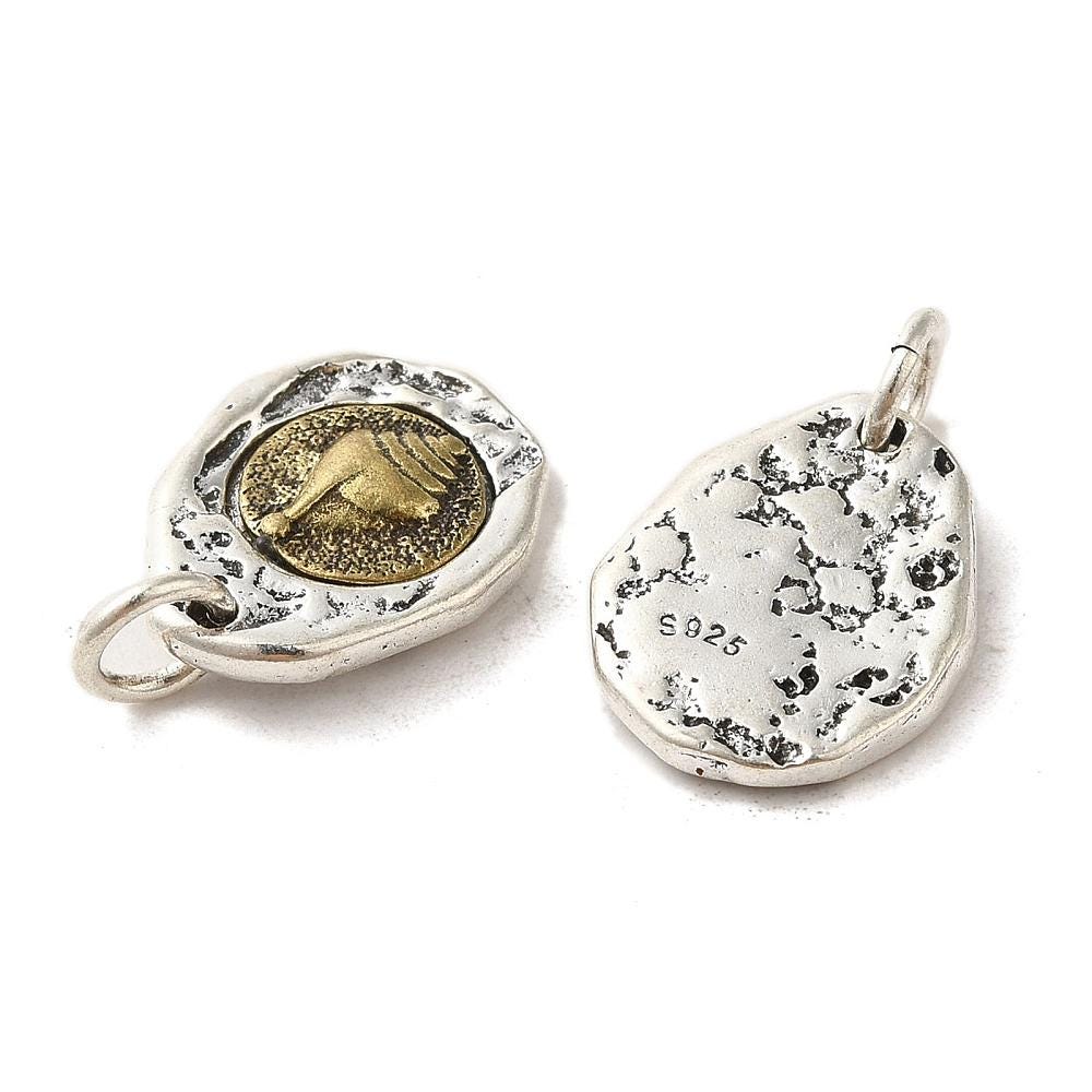 Metal Charms - Artisan Charms - Shell Charms - 2 Tone Charms - Multi Metal - 5pc - 16x13mm - 5pc - (344)