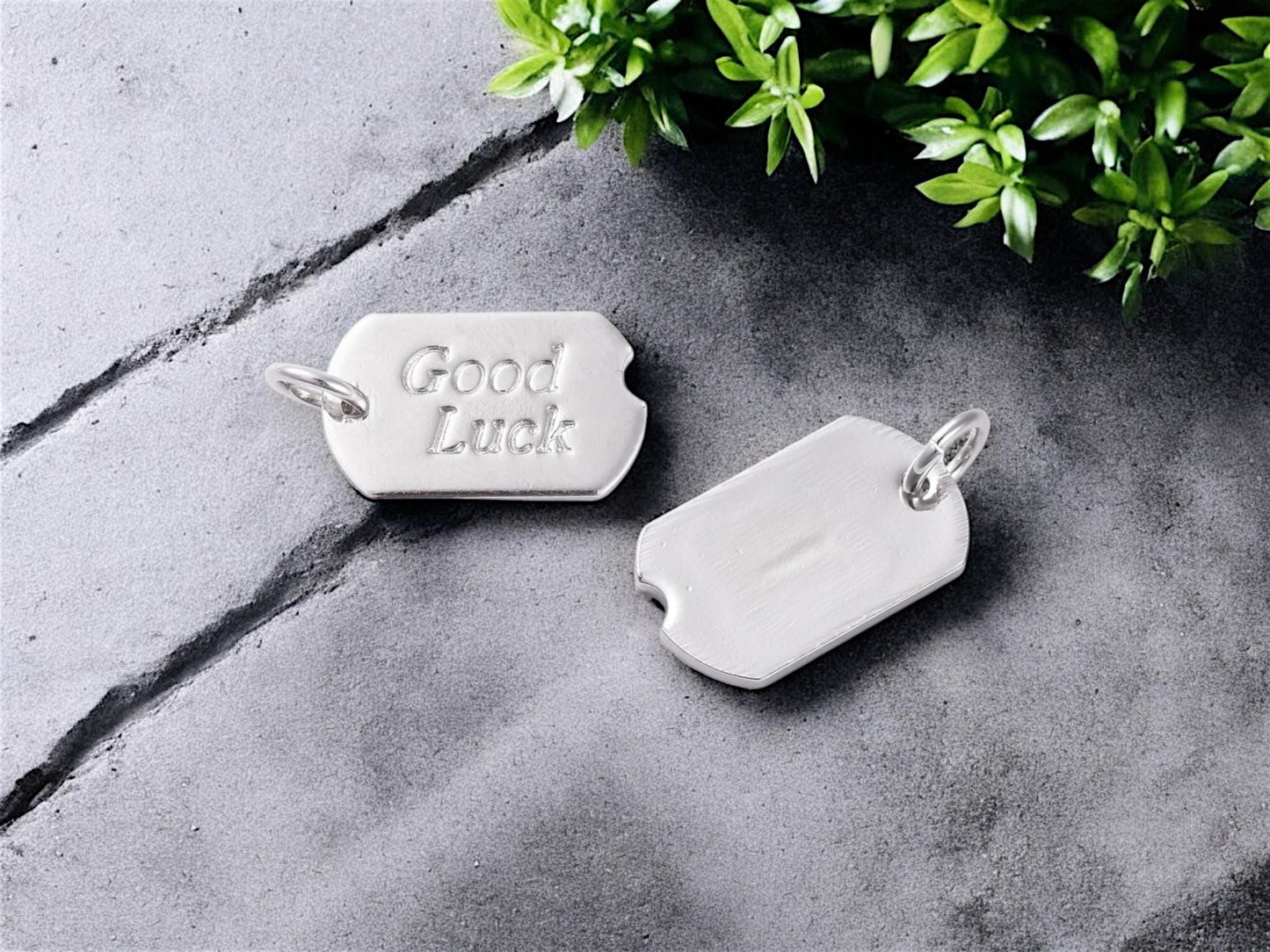 Good Luck Charms - Metal Charms - Gold Charms - Silver Charms - Dog Tag Charms - 15x9mm - 5pcs