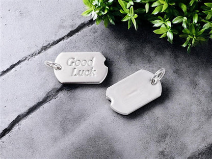 Good Luck Charms - Metal Charms - Gold Charms - Silver Charms - Dog Tag Charms - 15x9mm - 5pcs