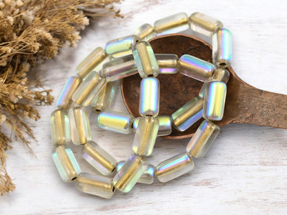 Czech Glass Beads - Tube Beads - Large Hole Beads - 14x7mm - 10pcs (4017)