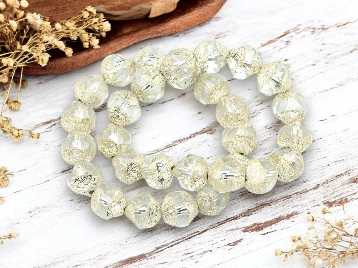 Czech Glass Beads - Picasso Beads - Central Cut Beads - Round Beads - Central Cut - Czech Beads - 9mm - 15 Beads - (6076)