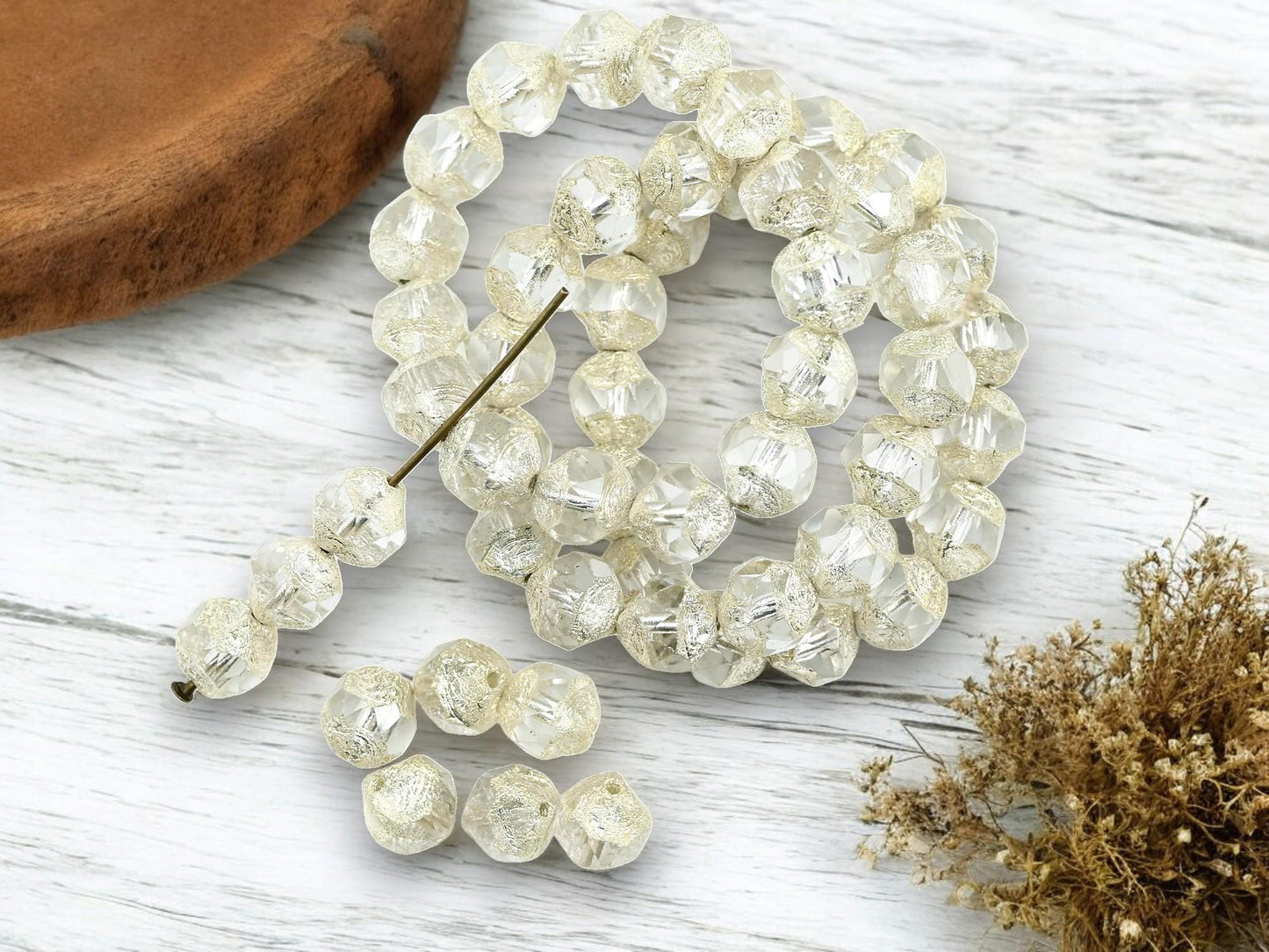 Czech Glass Beads - Picasso Beads - Central Cut Beads - Round Beads - Central Cut - Czech Beads - 9mm - 15 Beads - (6076)