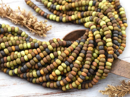 5/0 Aged Matte Rustic Mosaic Picasso Mix Seed Beads (20" Strand)