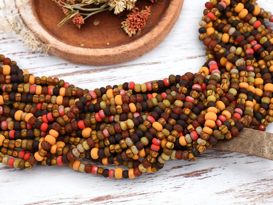 Picasso Seed Beads - Aged Picasso Beads - Czech Glass Beads - Size 5 Seed Beads - 5/0 - 20" Strand - (5909)