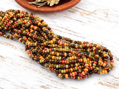 Picasso Seed Beads - Aged Picasso Beads - Czech Glass Beads - Size 5 Seed Beads - 5/0 - 20" Strand - (B591)