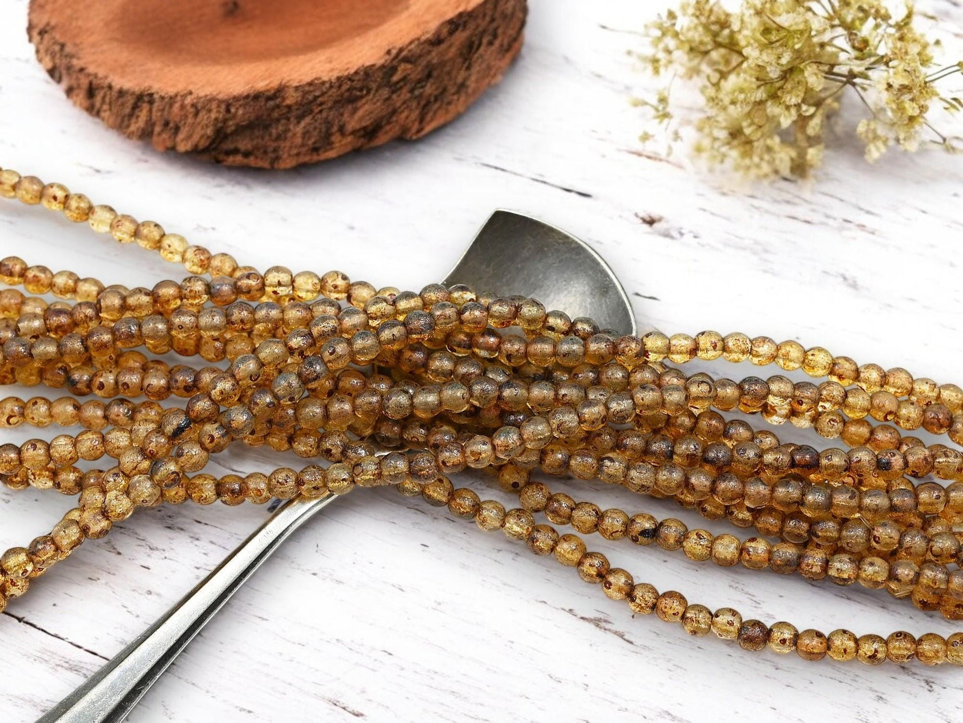 Picasso Beads - Czech Glass Beads - Round Beads - Etched Beads - Druk Beads - 4mm - 50pcs - (5278)