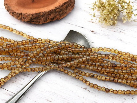 Picasso Beads - Czech Glass Beads - Round Beads - Etched Beads - Druk Beads - 4mm - 50pcs - (5278)