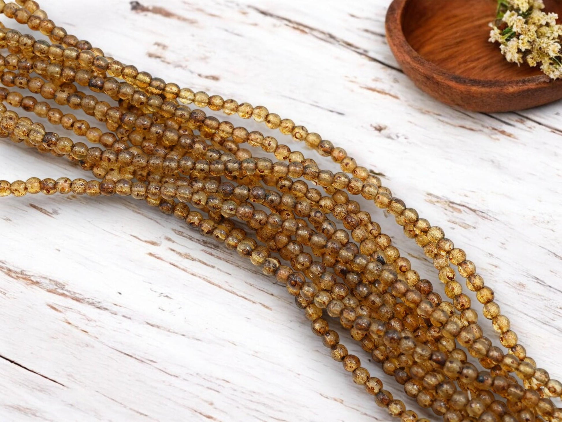 Picasso Beads - Czech Glass Beads - Round Beads - Etched Beads - Druk Beads - 4mm - 50pcs - (5278)