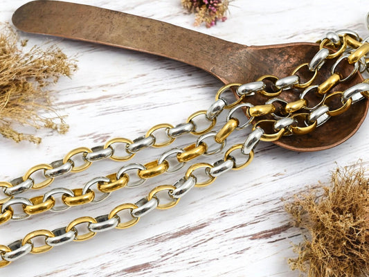Rolo Chain - Gold Chain - Stainless Steel Chain - Mixed Metal Chain - Sold by the foot - (CH-S10)