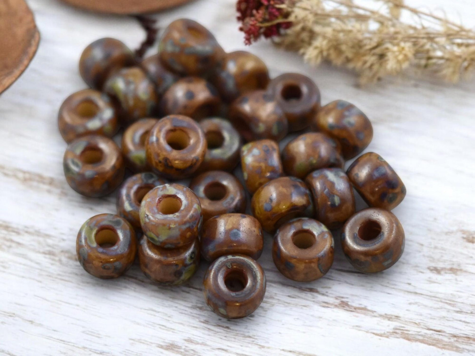 20g Opaque Camel Beige Travertine 2/0 Matubo Beads