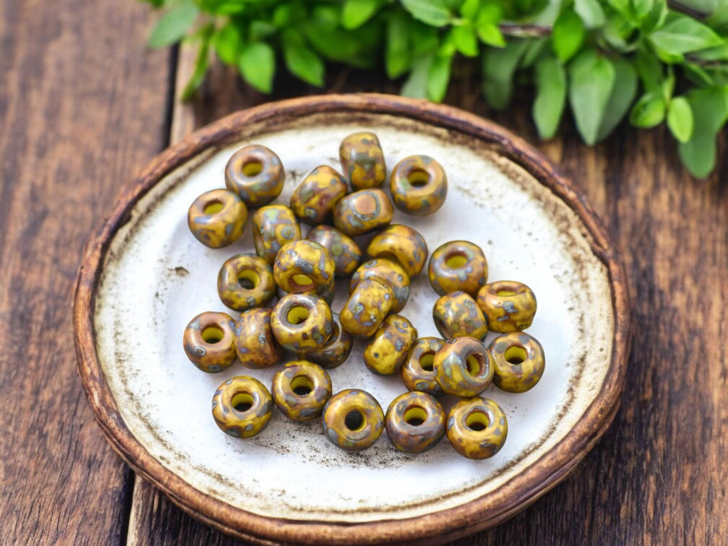 20g Yellow Travertine 2/0 Matubo Beads