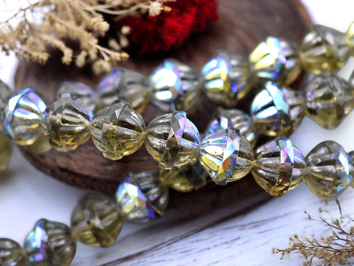 *10* 12x14mm Black Diamond AB Globe Saturn Beads