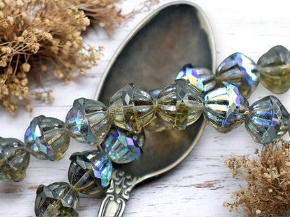 *10* 12x14mm Black Diamond AB Globe Saturn Beads