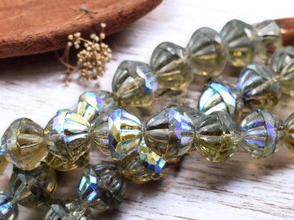 *10* 12x14mm Black Diamond AB Globe Saturn Beads