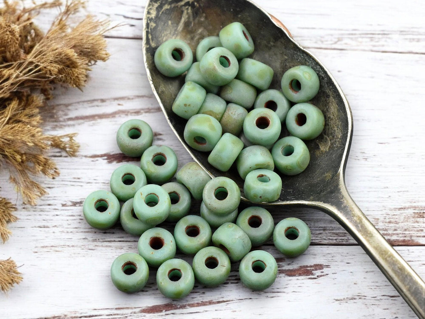 20g Matte Green Turquoise Travertine 2/0 Matubo Beads