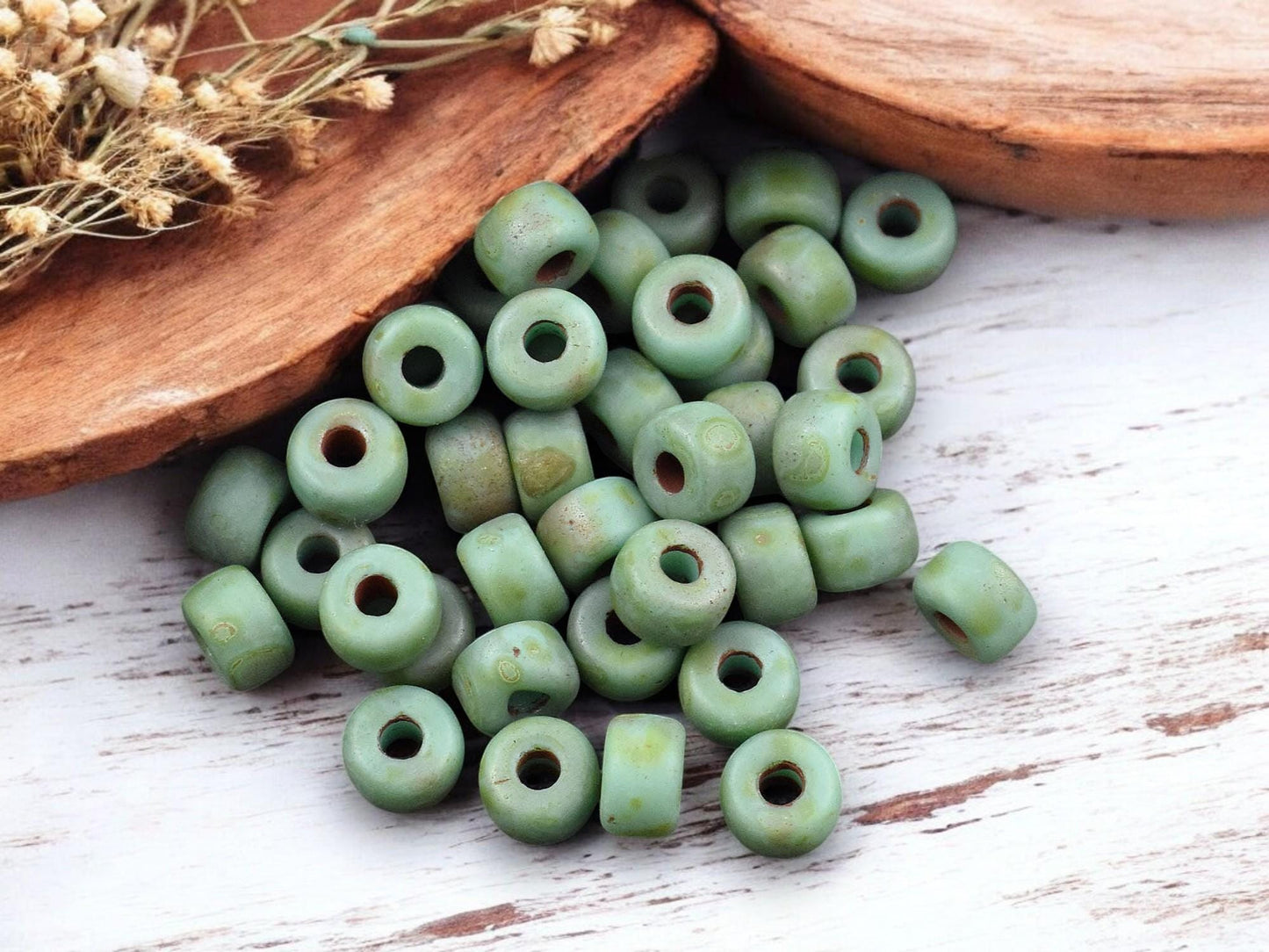 20g Matte Green Turquoise Travertine 2/0 Matubo Beads