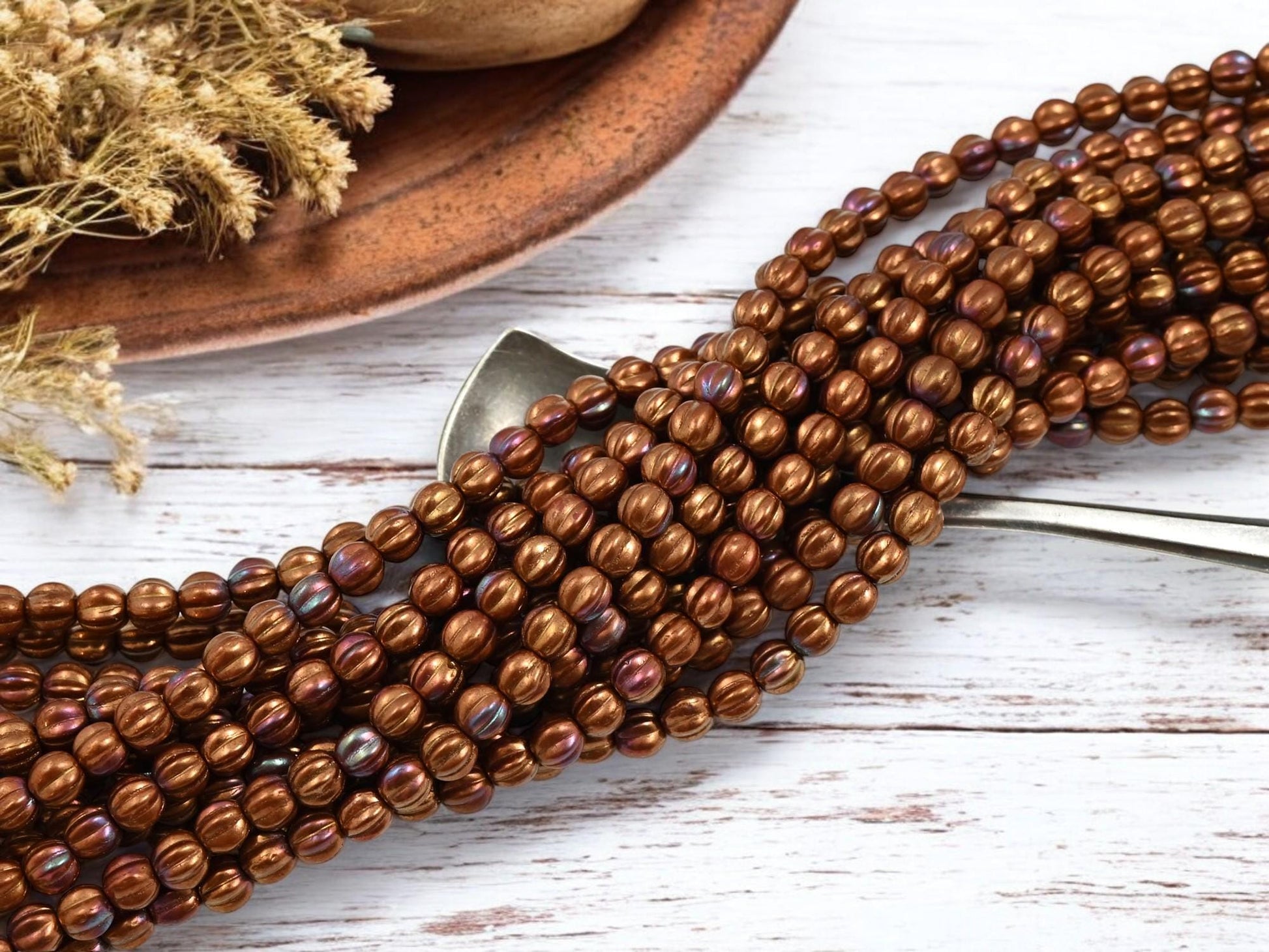 Czech Glass Beads - Melon Beads - Picasso Beads - Round Beads - 5mm - 50pcs - (4416)