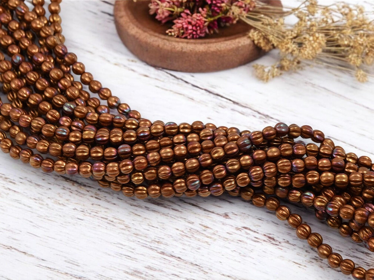 Czech Glass Beads - Melon Beads - Picasso Beads - Round Beads - 5mm - 50pcs - (4416)