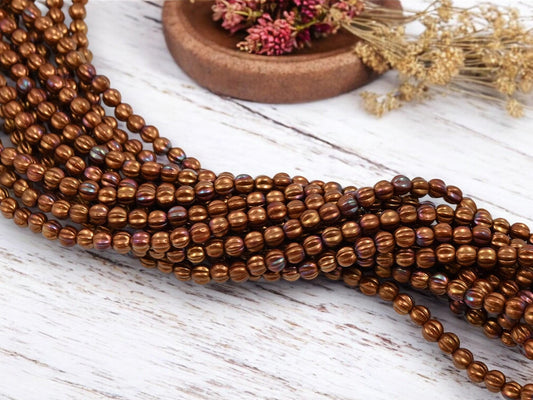 Czech Glass Beads - Melon Beads - Picasso Beads - Round Beads - 5mm - 50pcs - (4416)