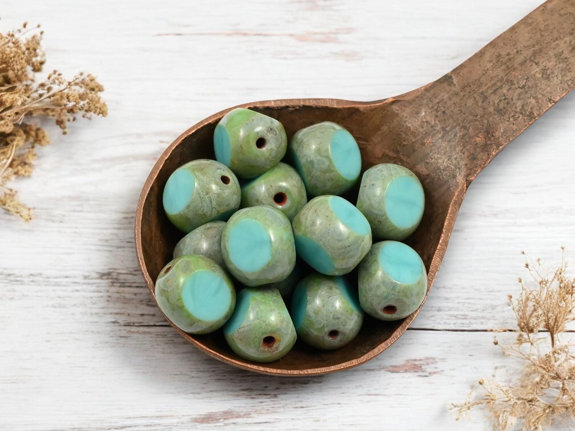 Czech Glass Beads - Picasso Beads - 3 Cut Round Beads - Old Stock Beads - Choose Your Size