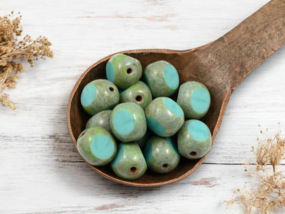 Czech Glass Beads - Picasso Beads - 3 Cut Round Beads - Old Stock Beads - Choose Your Size