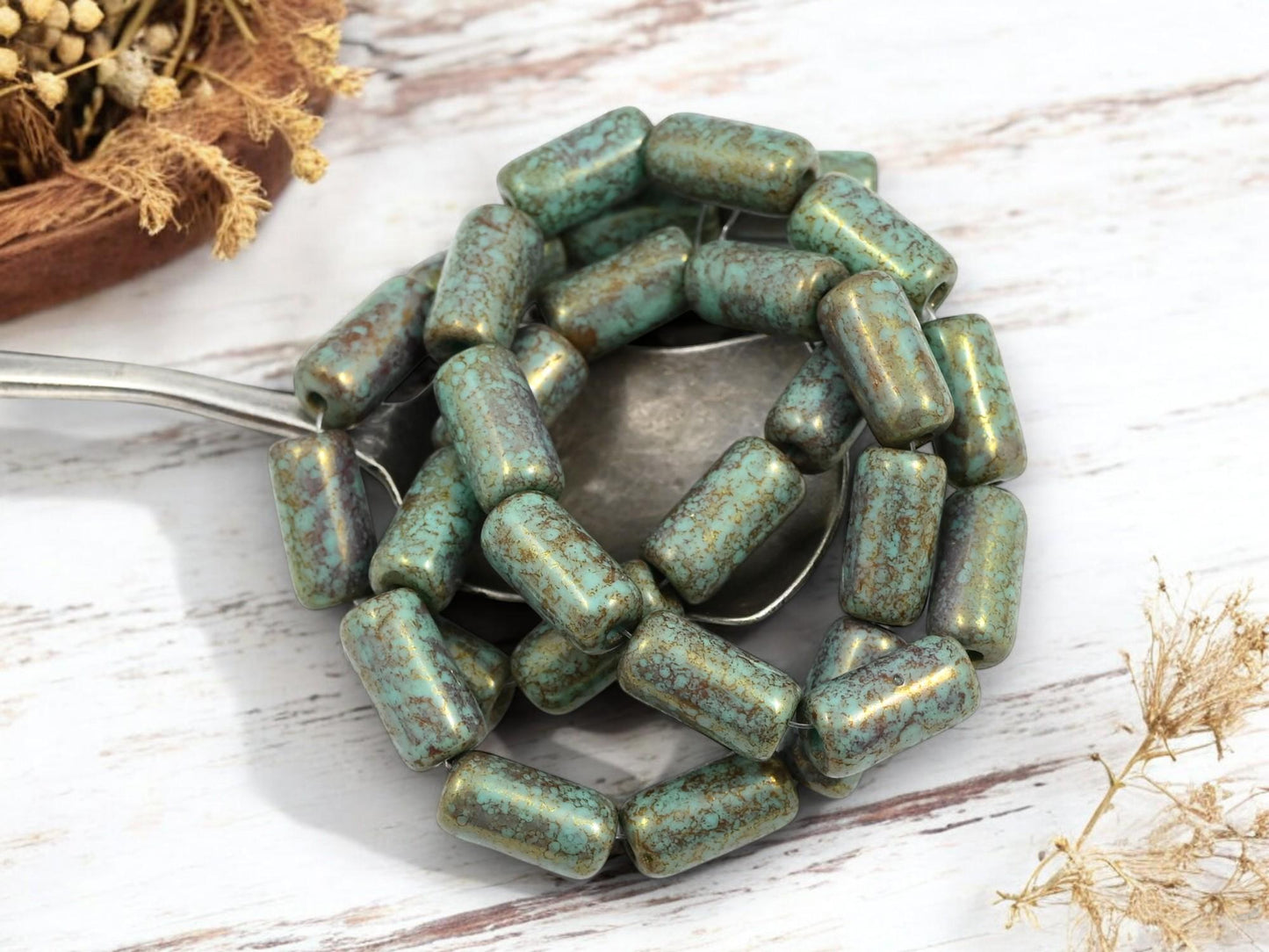 Czech Glass Beads - Picasso Beads - Tube Beads - Cylinder Beads - Large Hole Beads - Choose Your Size