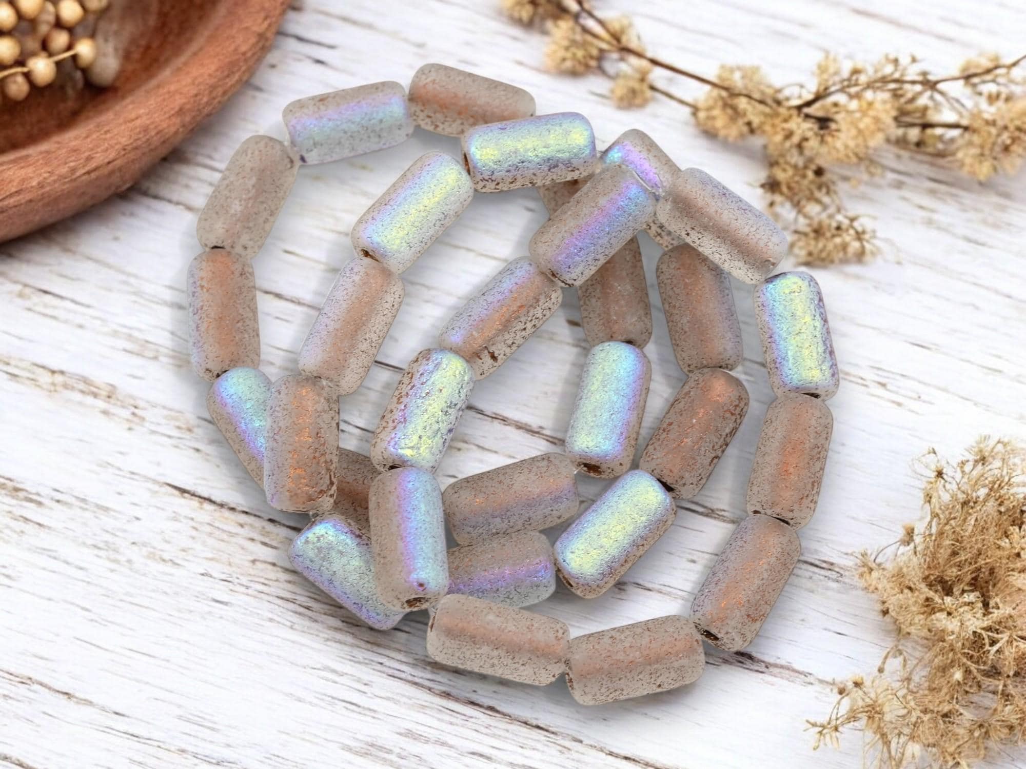 Bronze Washed Etched Crystal AB Tube Beads - Choose Your Size - The ...
