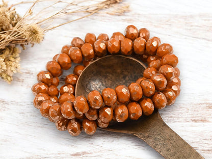 Czech Glass Beads - Picasso Beads - Rondelle Beads - Fire Polish Beads - 6x8mm - 25pcs (2865)