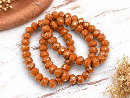 Czech Glass Beads - Picasso Beads - Rondelle Beads - Fire Polish Beads - 6x8mm - 25pcs (2865)