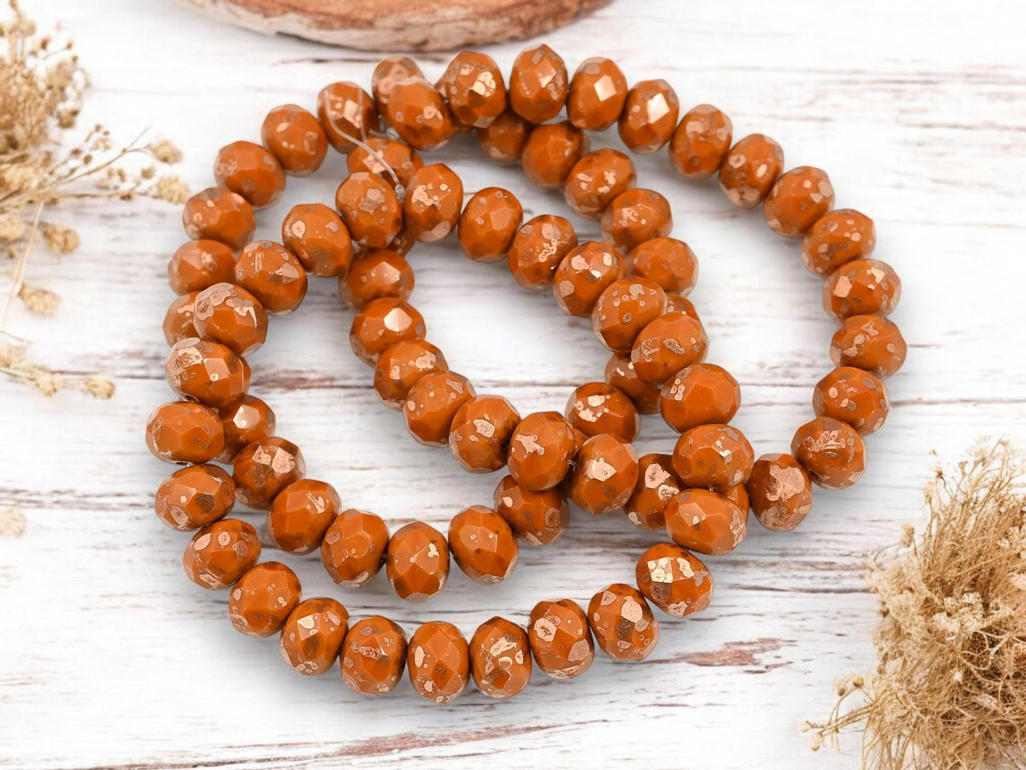 Czech Glass Beads - Picasso Beads - Rondelle Beads - Fire Polish Beads - 6x8mm - 25pcs (2865)