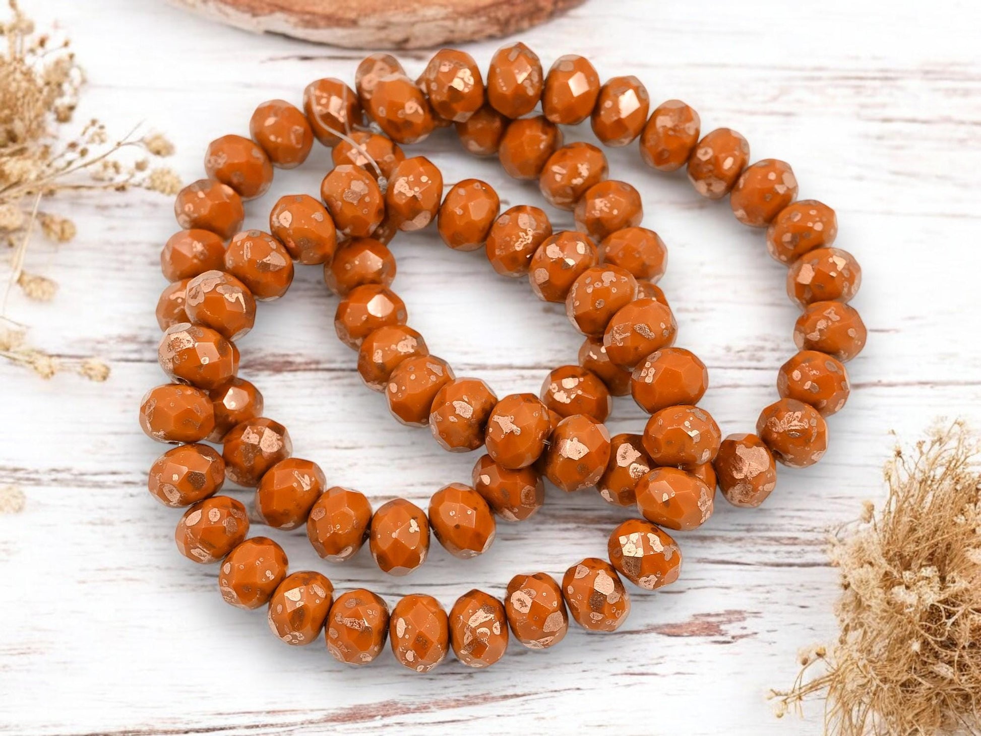 Czech Glass Beads - Picasso Beads - Rondelle Beads - Fire Polish Beads - 6x8mm - 25pcs (2865)