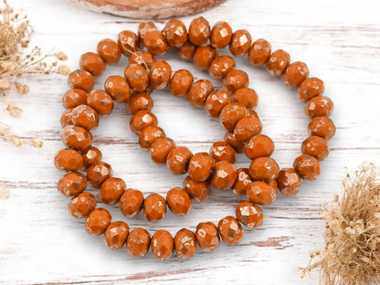 Czech Glass Beads - Picasso Beads - Rondelle Beads - Fire Polish Beads - 6x8mm - 25pcs (2865)