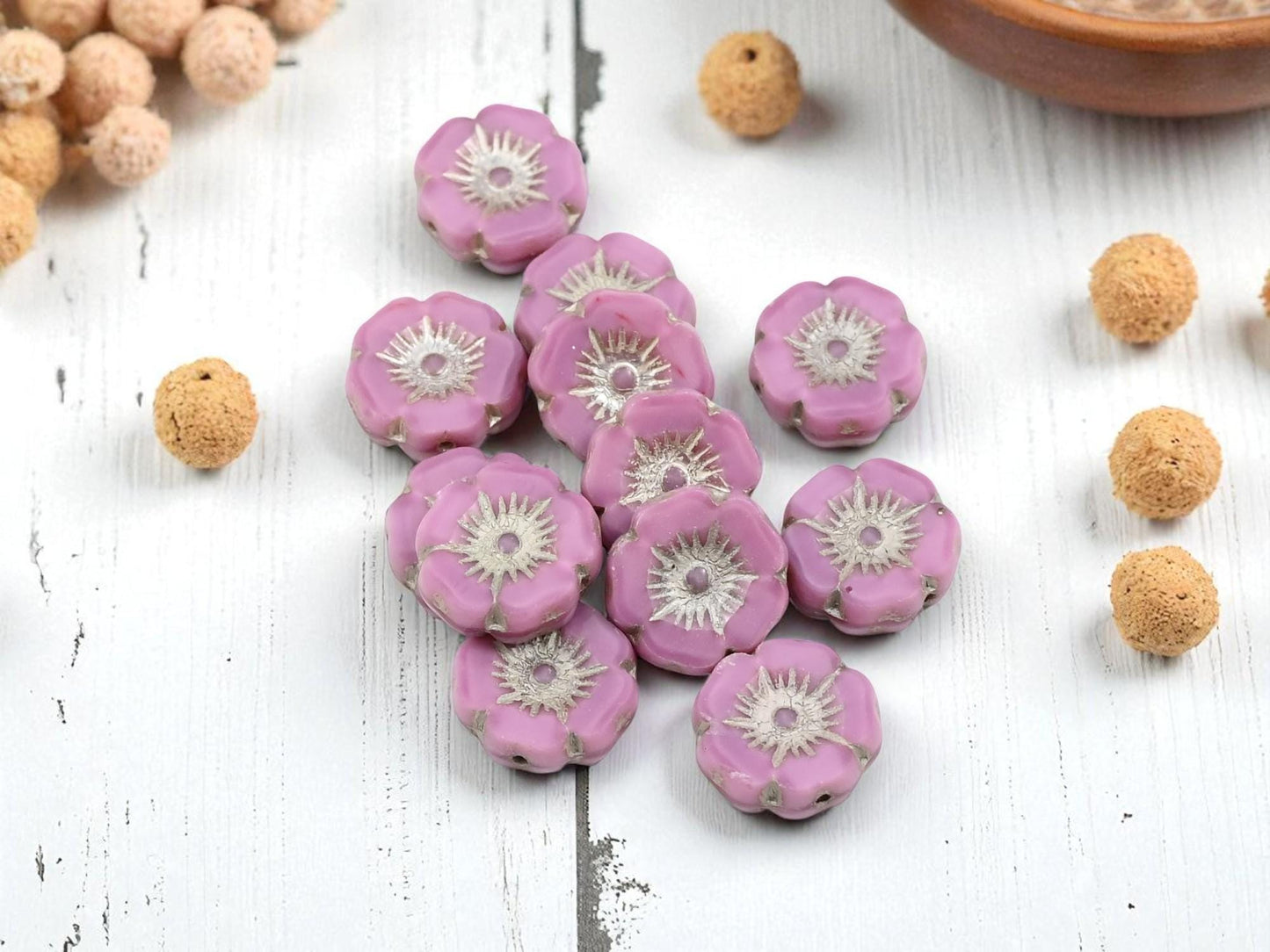 Picasso Beads - Czech Glass Beads - Hawaiian Flower Beads - Czech Glass Flowers - 12mm - 12pcs - (4368)