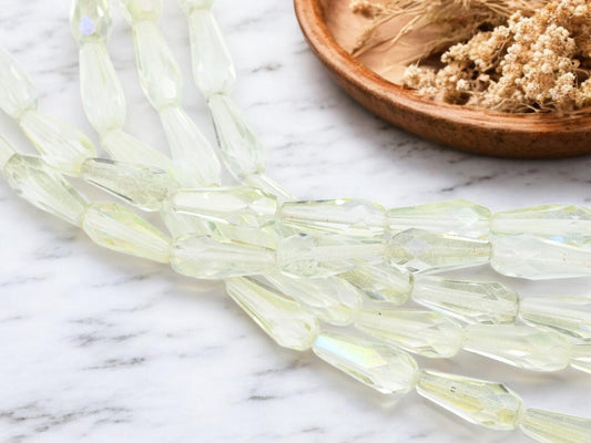 Czech Glass Beads - Teardrop Beads - Fire Polished Beads - Vertical Teardrop - Drop Beads - 10pcs - (3350)