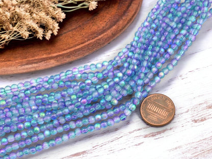 4mm Beads - Czech Glass Beads - Etched Beads - Round Beads - Druk Beads - 50pcs - (2879)