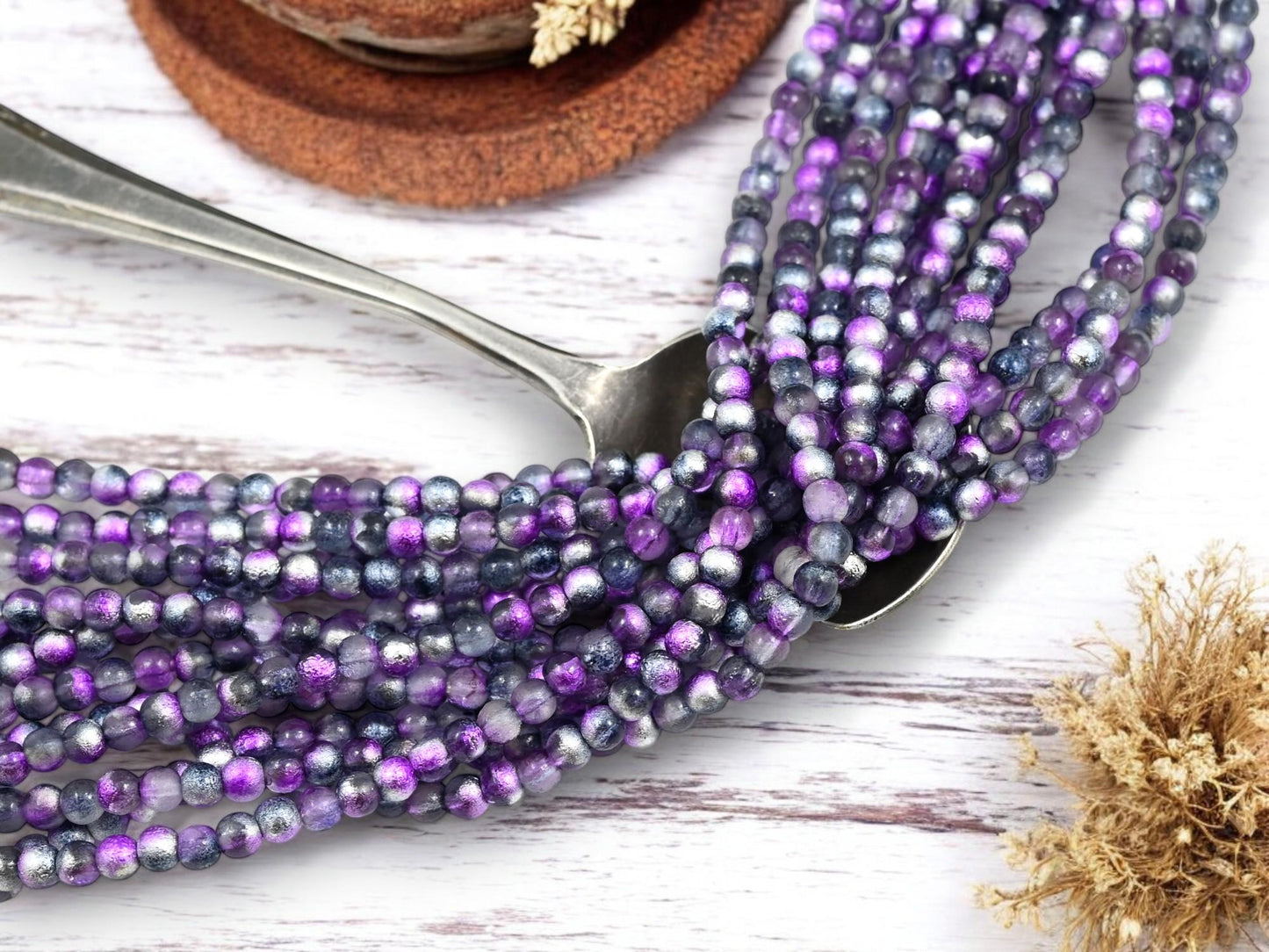 4mm Beads - Czech Glass Beads - Etched Beads - Round Beads - Druk Beads - 50pcs - (2152)