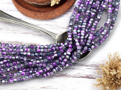 4mm Beads - Czech Glass Beads - Etched Beads - Round Beads - Druk Beads - 50pcs - (2152)