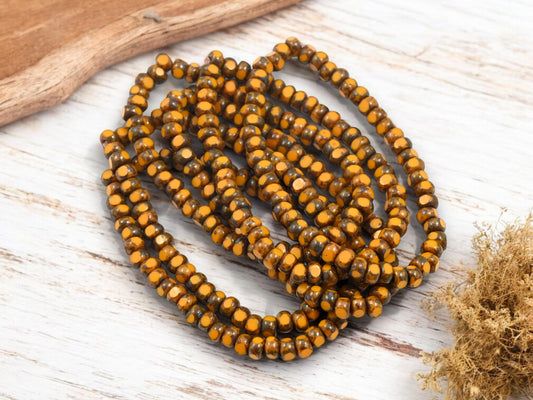 Czech Glass Beads - Trica Beads - Seed Beads - Picasso Beads - Size 6 Beads - 50pcs - (4995)