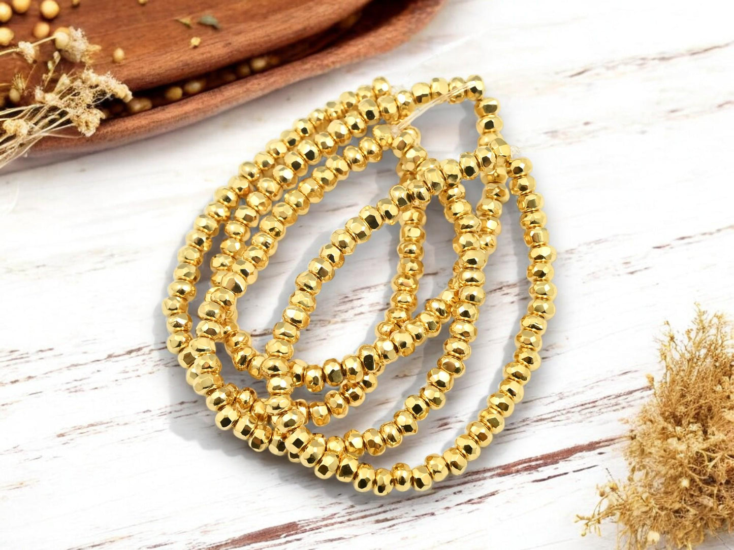 Czech Glass Beads - 24k Gold Beads - Trica Beads - Seed Beads - Picasso Beads - Size 6 Beads - 50pcs - (5450)