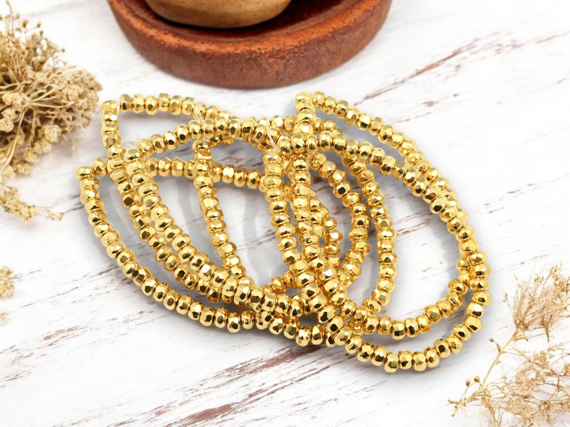 Czech Glass Beads - 24k Gold Beads - Trica Beads - Seed Beads - Picasso Beads - Size 6 Beads - 50pcs - (5450)